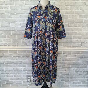 Dolma Cotton Gauze Midi Dress Floral Tropical Beach Resort NEW Women's Large